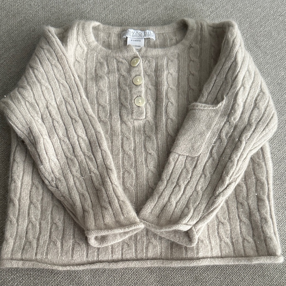 Restoration Hardware Cashmere Cream Cable Knit Sweater